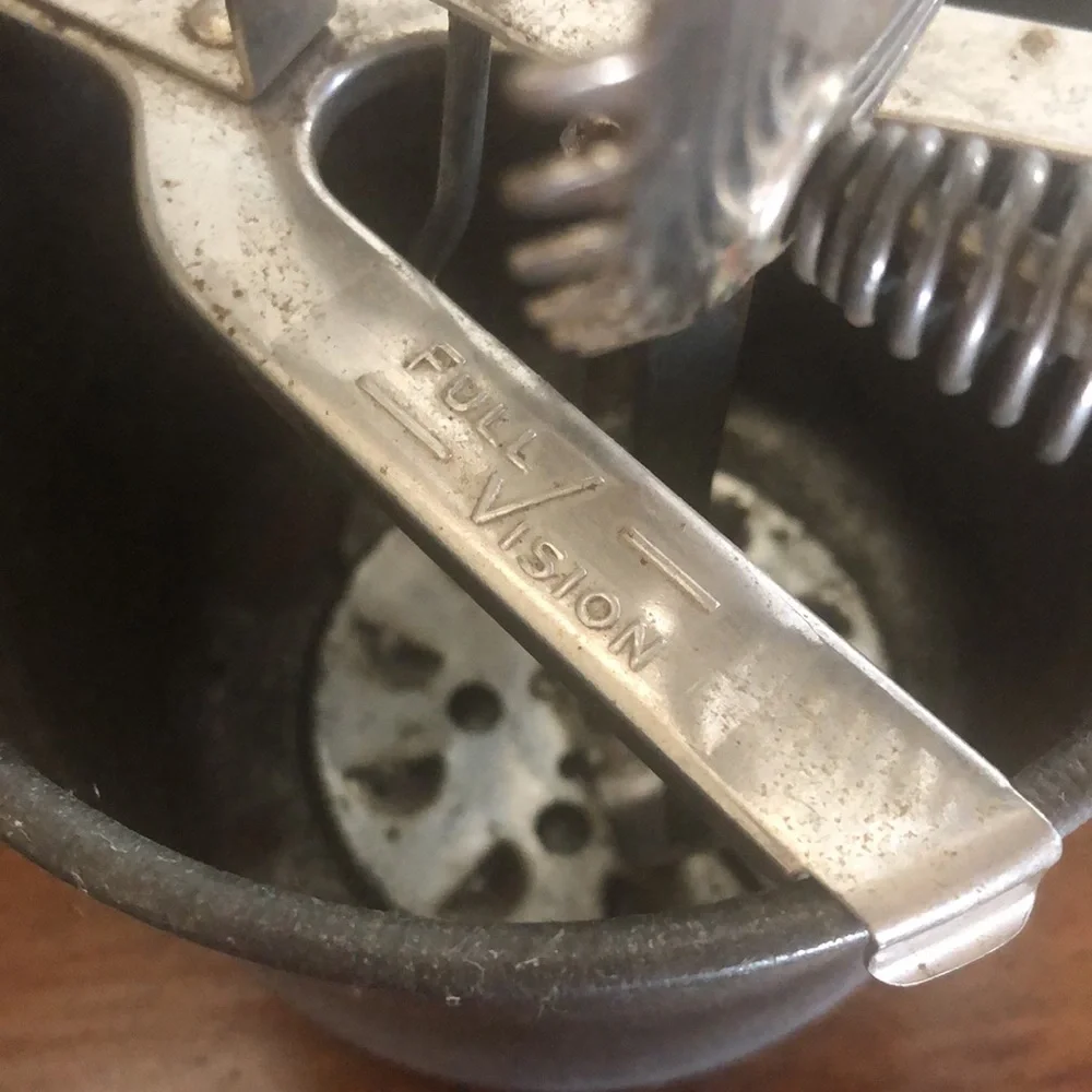 Antique Vintage Tin Metal Full Vision Egg Beater Mixer Set with Bowl Complete